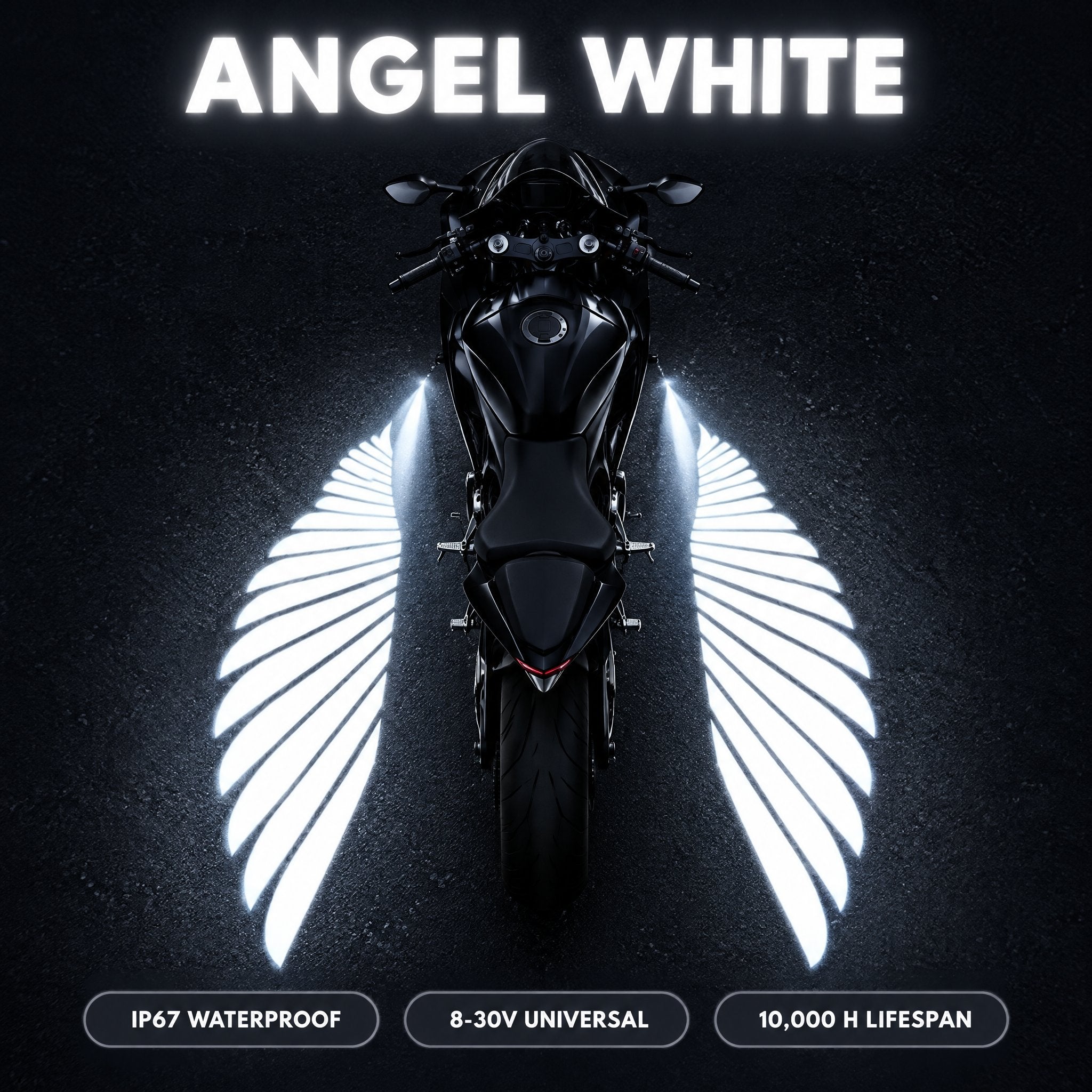 Angel White angel wing lights, IP67 waterproof, 8-30V universal