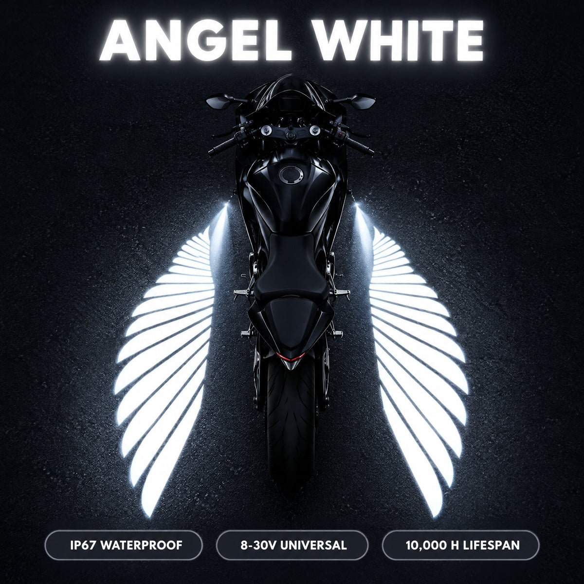 Angel White angel wing lights, IP67 waterproof, 8-30V universal