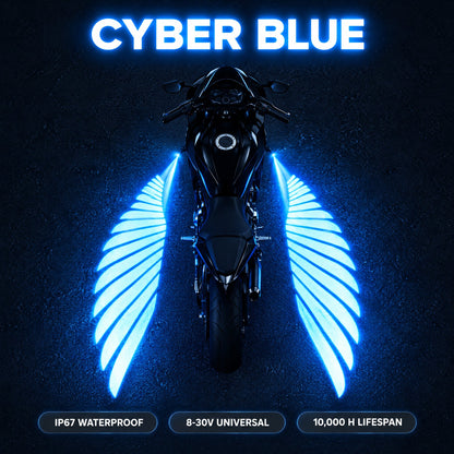 Cyber Blue angel wing lights, IP67 waterproof, 8-30V universal